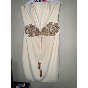 Badgley Mischka Strapless Dress Cocktail Party Embellished Tassels Size‎ 12